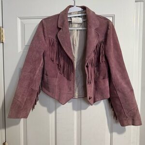 PIONEER Mauve Fringed Suede Blazer